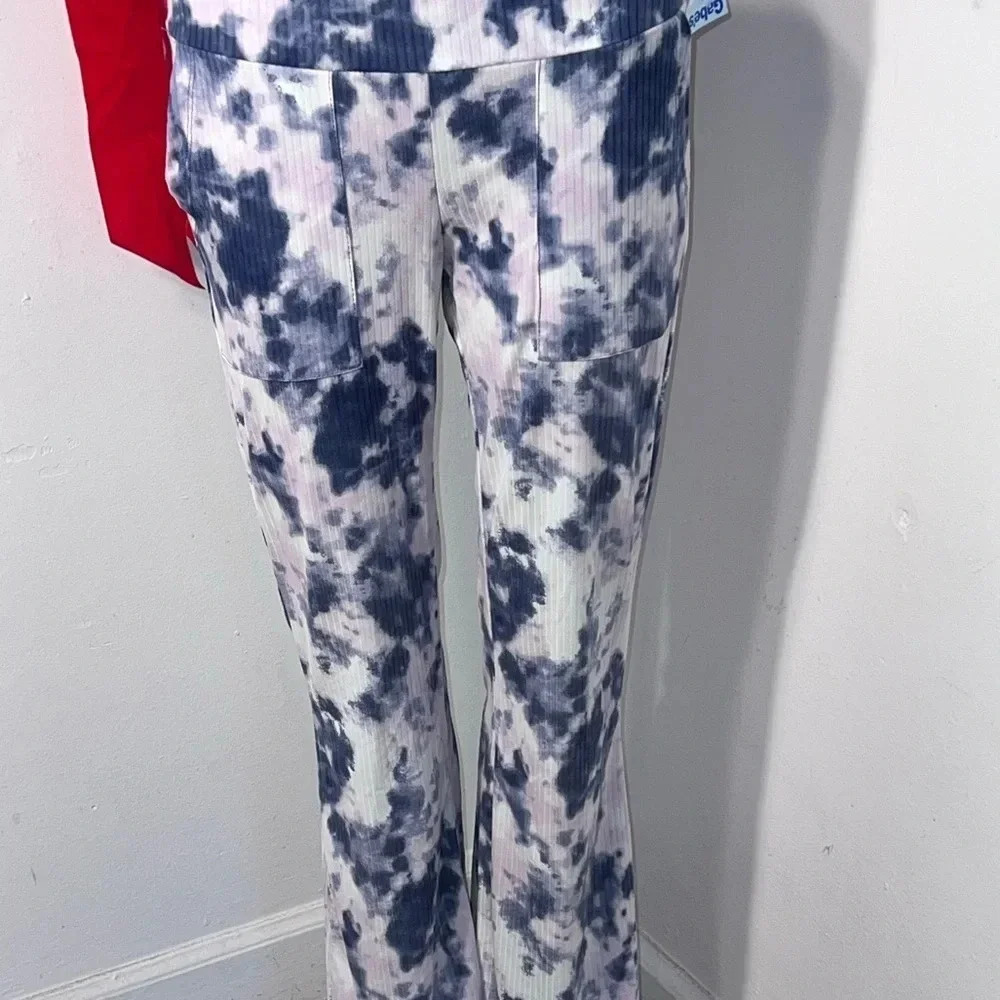 No‎ Comment NY-LA, S, high waisted, pocketed, ribbed, tie-dye flared, leg, pant